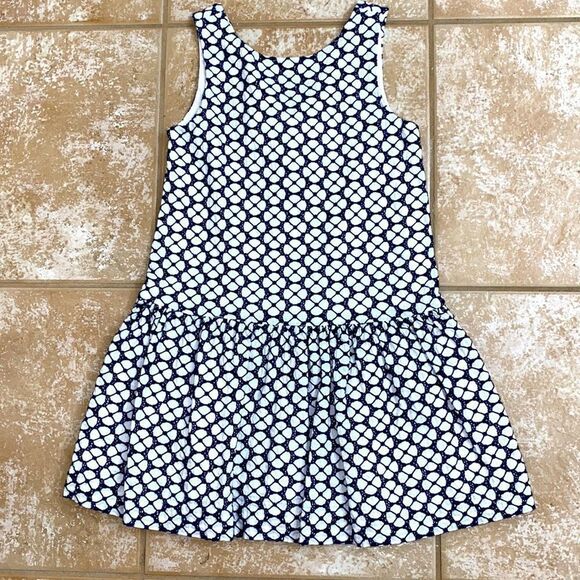 Janie and Jack Navy Blue and White Eyelet Dress with Bow - Picture 1 of 3